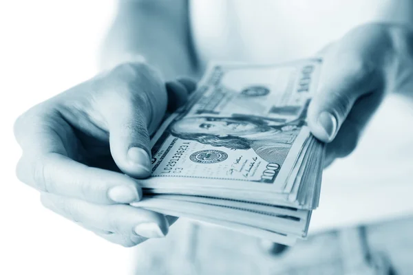 Hands holding dollars — Stock Photo, Image