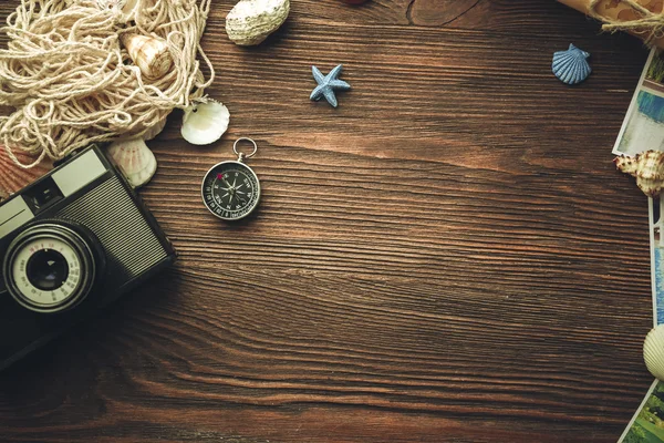 Hermosa composición con accesorios de mar — Foto de Stock