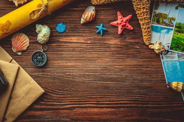 Hermosa composición con accesorios de mar — Foto de Stock