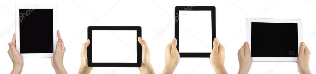 Male hands holding tablet 