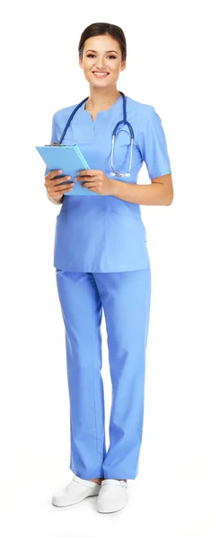 Médico sorridente segurando uma pasta — Fotografia de Stock