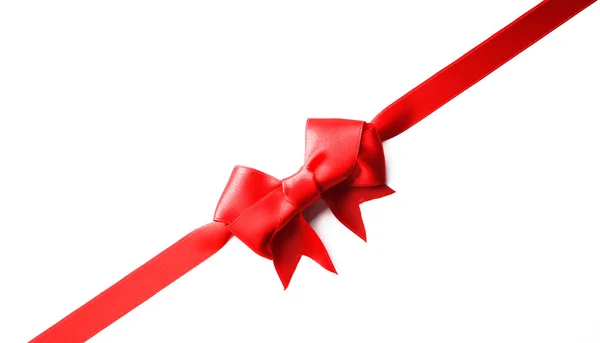 Red ribbon with bow — Stock Photo, Image