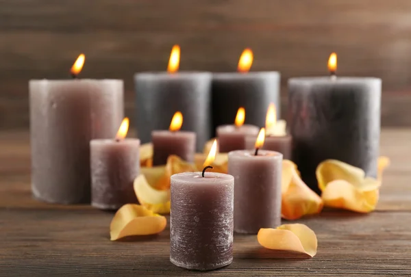 Alight wax grey candles Stock Picture