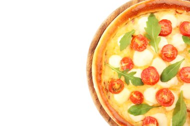 Roka, üzerinde beyaz izole ile pizza Margherita