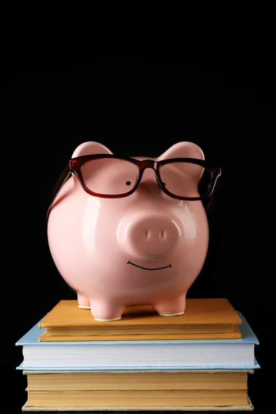 Piggy bank and books — Stock Photo, Image