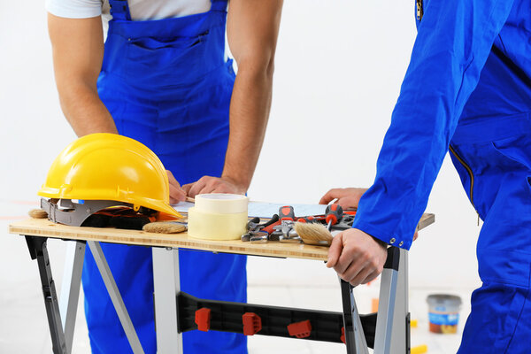 Workers renewing apartment