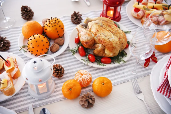 Cenário de mesa para o Dia de Ação de Graças em casa — Fotografia de Stock