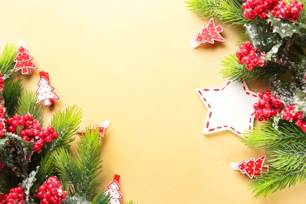 Christmas fir tree branches with toys — Stock Photo, Image