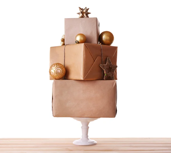 Christmas gift boxes, isolated on white — Stock Photo, Image