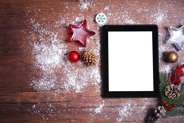 Tablet PC- en Christmas decor — Stockfoto