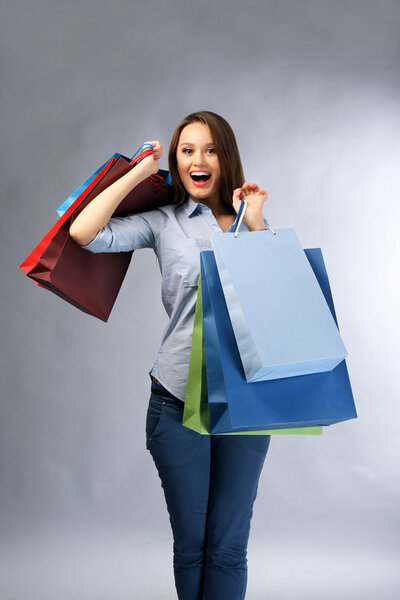 woman with shopping packages