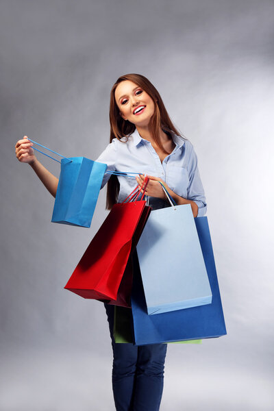 woman with shopping packages