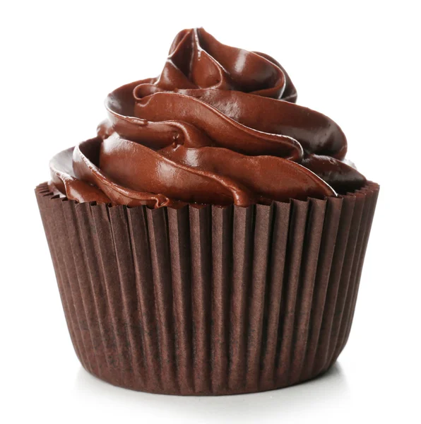 Chocolate cupcake isolated on white — Stock Photo, Image