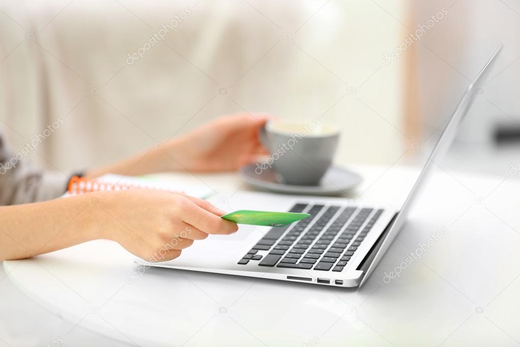 Girl making online payment