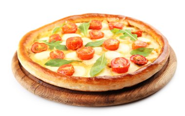Roka, üzerinde beyaz izole ile pizza Margherita