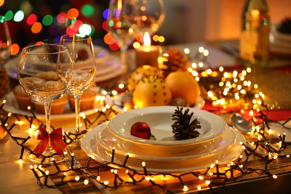 Kerst tafel dekken — Stockfoto