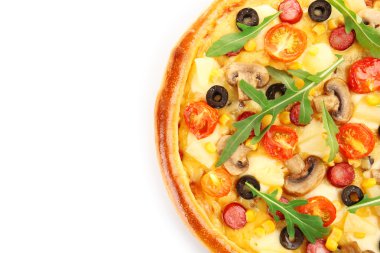 Beyaz izole lezzetli pizza