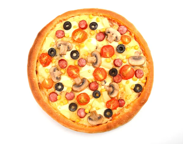 Вкусная пицца, изолированная на белом — стоковое фото