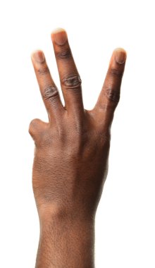 Erkek el üzerinde beyaz izole