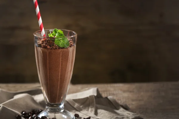 Chocolate cocktail on wooden background — Stock Photo, Image