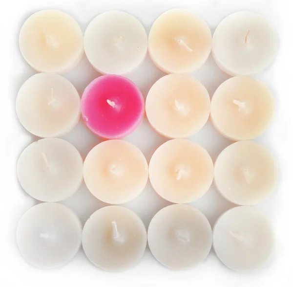 Różowe i białe małe świece — Zdjęcie stockowe