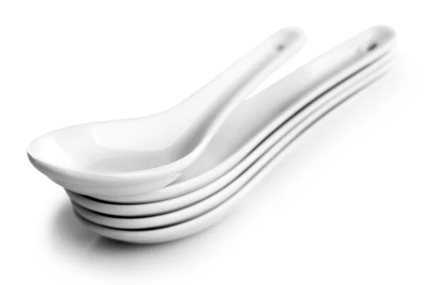 日本的汤勺，白色上孤立 — 图库照片