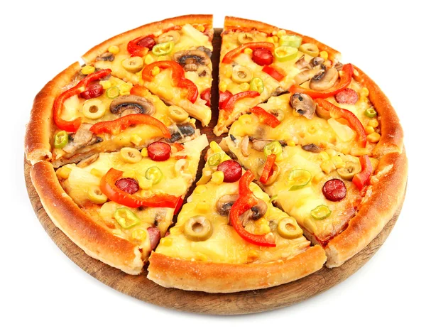 Delicious, plasterki pizzy, na białym tle — Zdjęcie stockowe