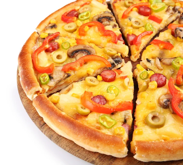 Delicious, plasterki pizzy, na białym tle — Zdjęcie stockowe