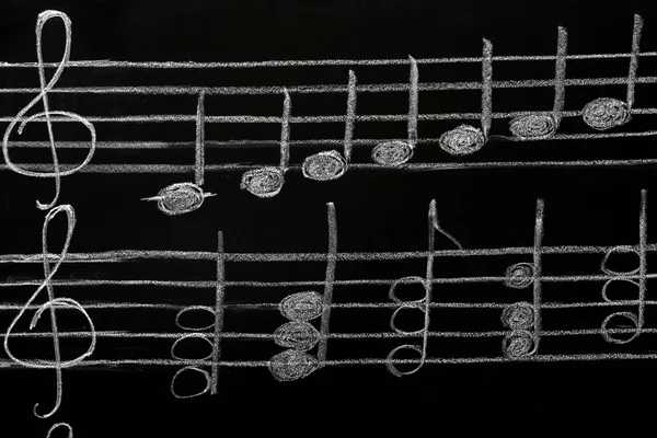 Una pizarra con notas musicales — Foto de Stock