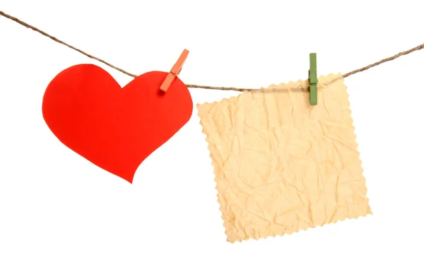 Paper heart and empty sheet — Stock Photo, Image