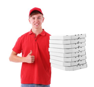 Pizza kutuları ile servis elemanı