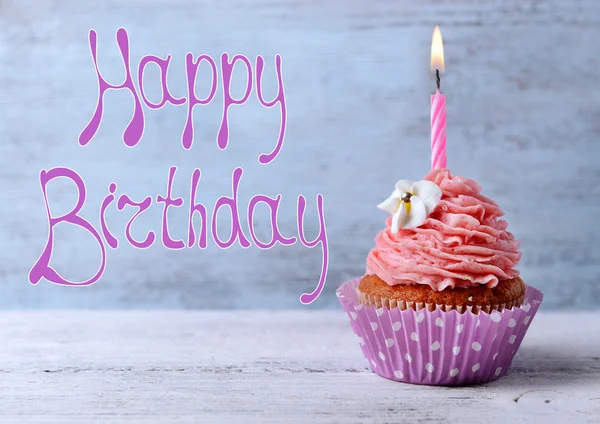 Delicious birthday cupcake — Stock Photo, Image