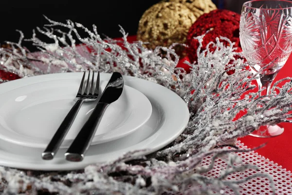 Kerst tafel dekken — Stockfoto