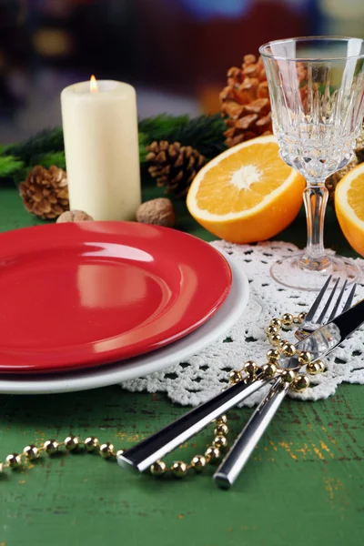 Consultas de mesa com pedaços de laranja — Fotografia de Stock