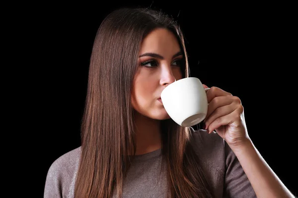 Woman with cup of coffee — Stock Photo, Image