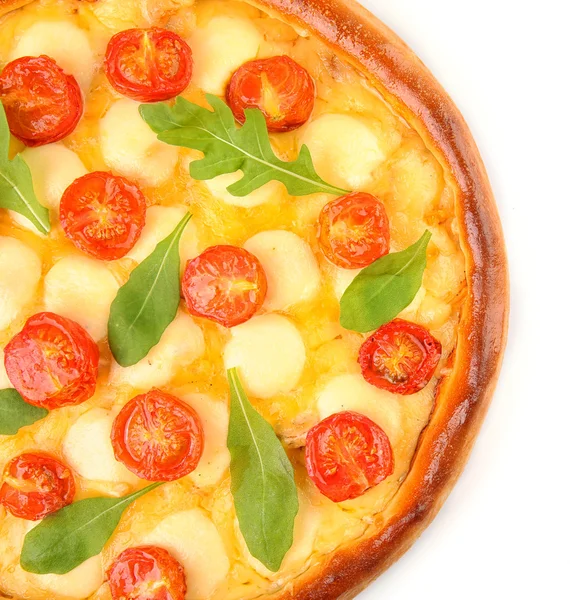 Arugula, 흰색 절연와 피자 마르게리타 — 스톡 사진
