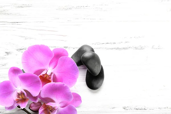 Belle composition d'orchidée et de cailloux — Photo