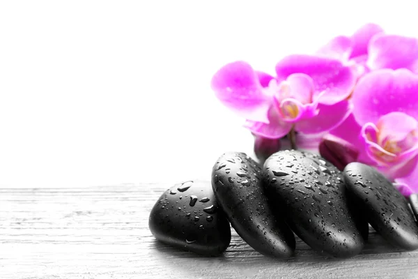 Piękna kompozycja orchidea i kamyki — Zdjęcie stockowe