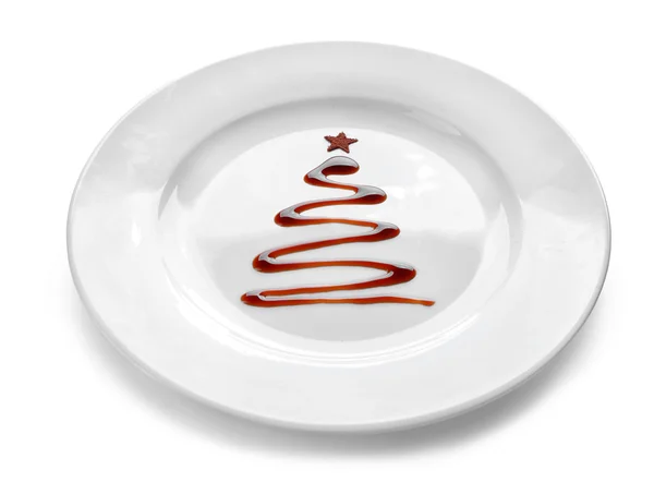 Karácsonyi fenyő fa készült csokoládé, elszigetelt fehér — Stock Fotó