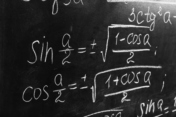 School blackboard with formulas — Stock Photo, Image