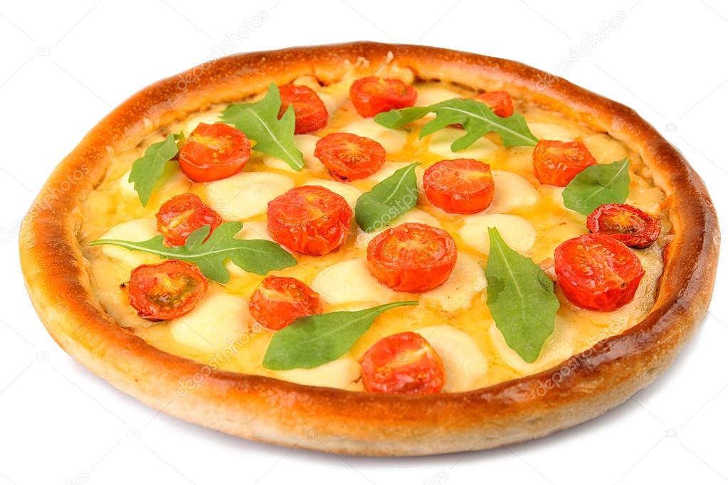 Pizza Margherita, isolated on white