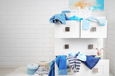 Çocuk Giyim çekmece, ahşap göğüs yakın çekim