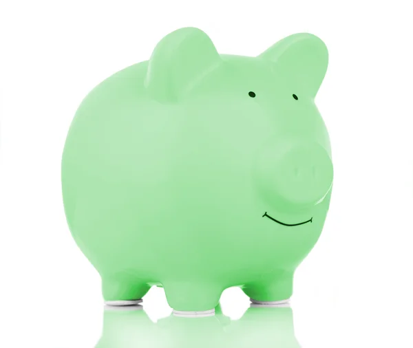Green ceramic piggy bank — Stock Photo, Image