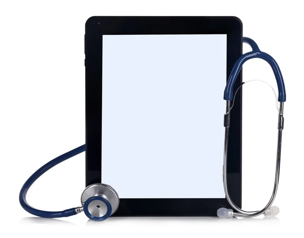 Tablette vierge et stéthoscope — Photo