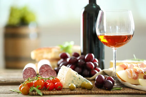 Still life with various types of Italian food and wine — Stock Photo, Image