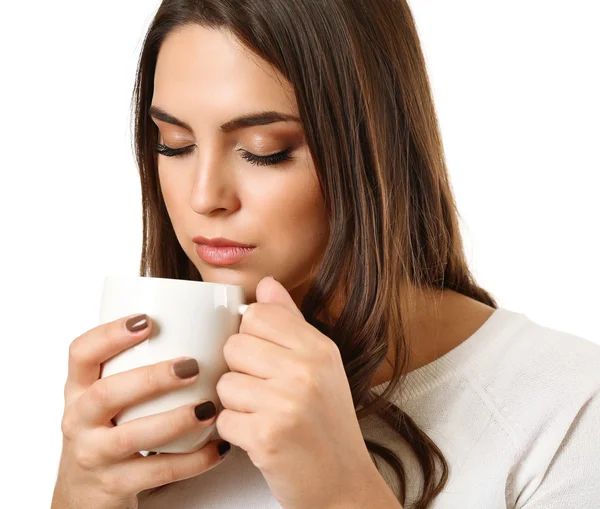 Femme avec tasse de café — Photo