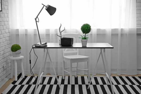 Modern room interior in black and white tones — Stock Photo, Image