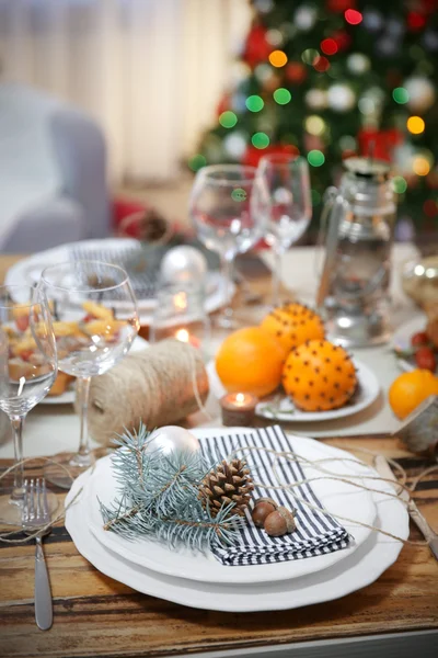 Dish set for Christmas dinner — Stock Photo, Image