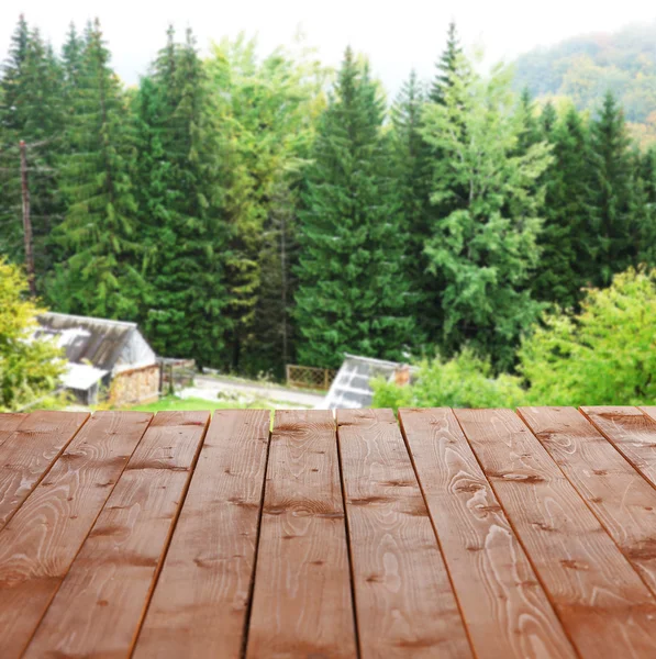 Natuur achtergrond met houten vloer — Stockfoto