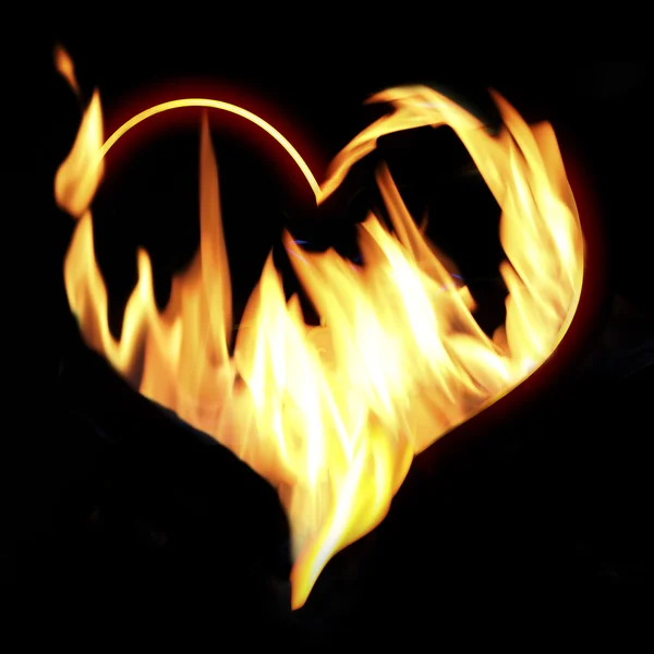 Fire heart on  background — Stock Photo, Image